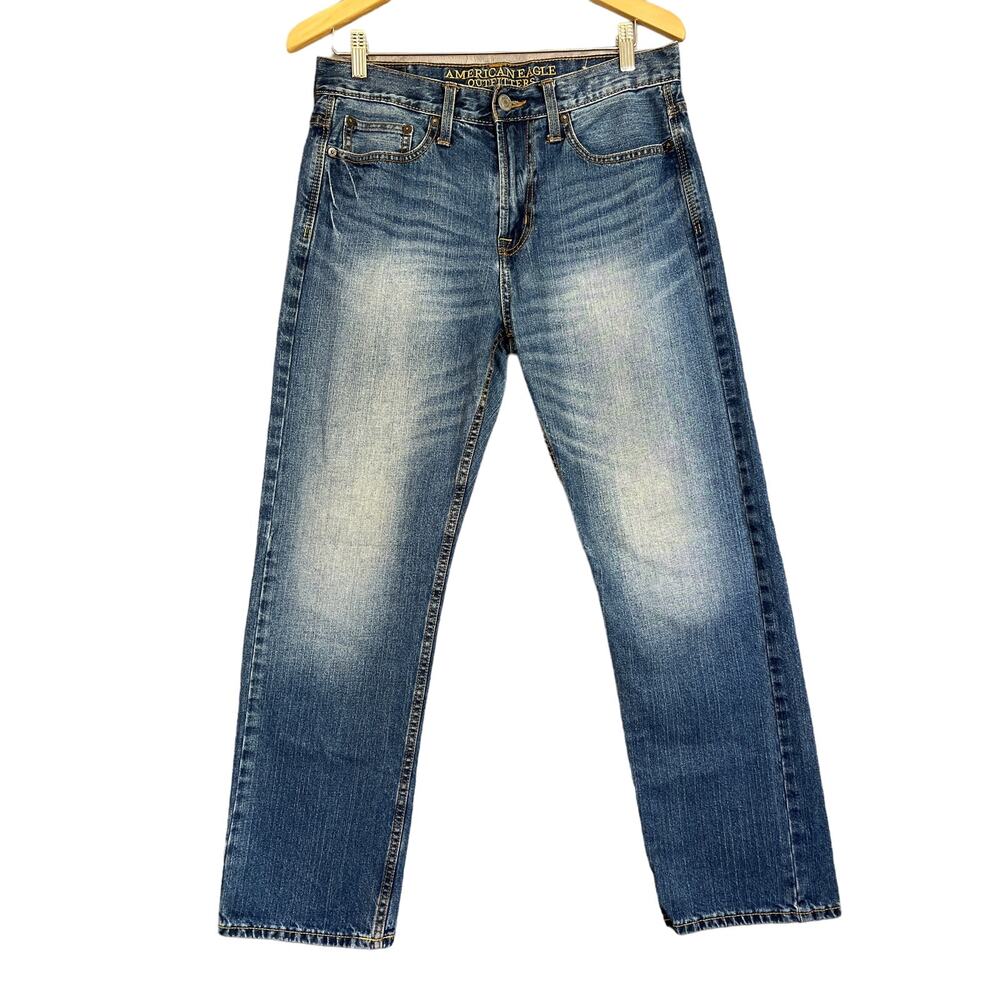 American Eagle Jeans Men 30x30 Relaxed Straight Medium Wash Actual 32x29
